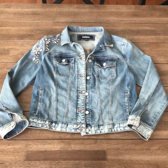 Express Jackets & Blazers - Rhinestone studded denim jacket ✨